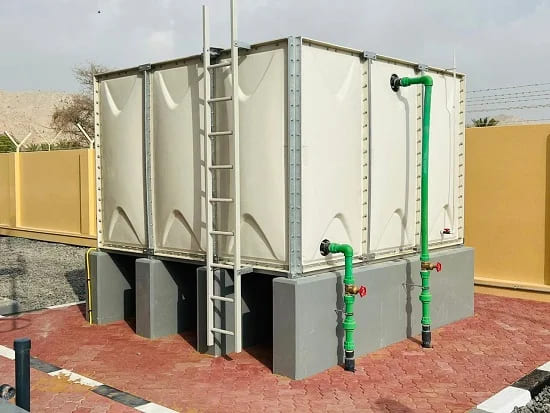 ZISIF GRP tank installed with green pipework