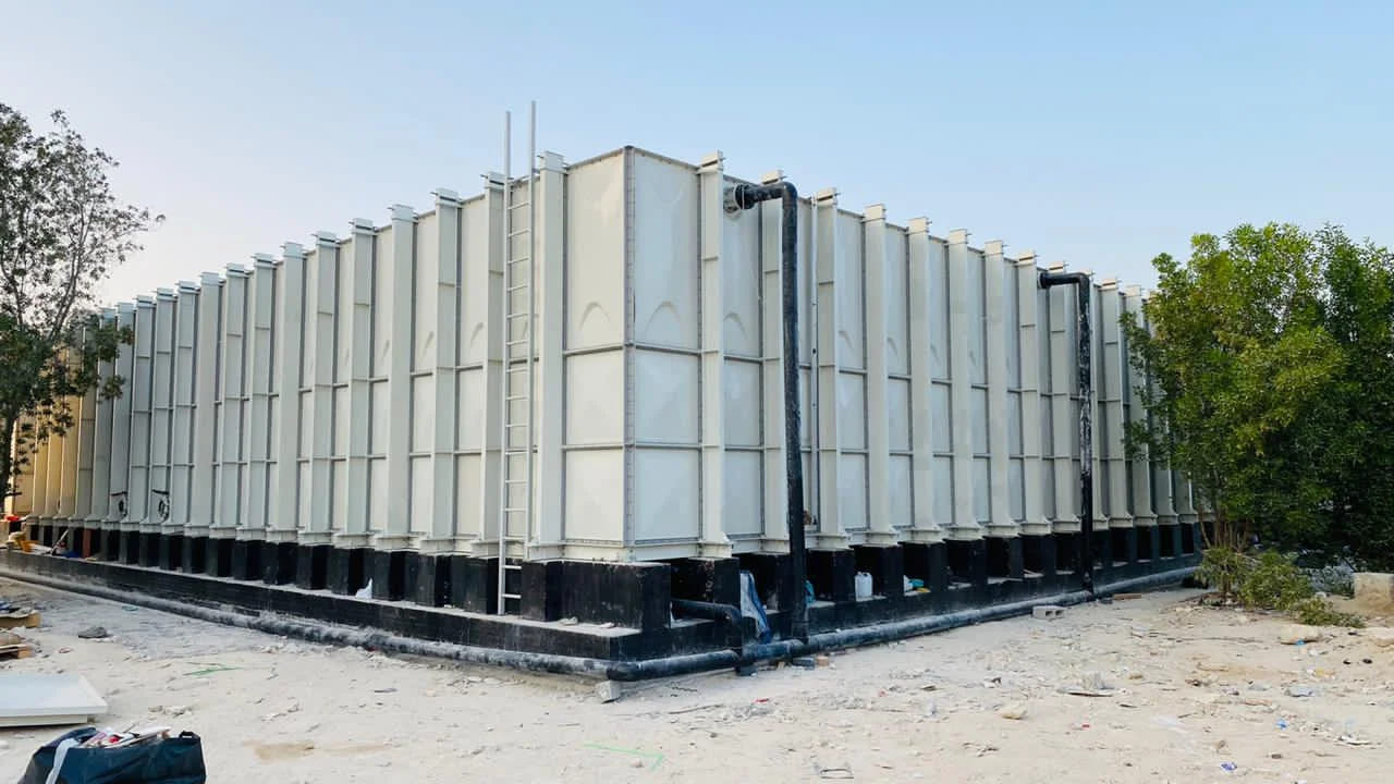 Long ZISIF GRP tank installation with external ladder